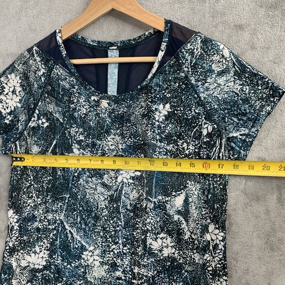 Lululemon Shirt Womens 6 Seek the Heat Short Sleeve Wildwood Nocturnal Blue Teal - Picture 3 of 6